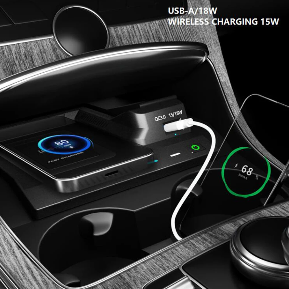 Car Wireless Charger For Mercedes Benz W205 C43 C63 AMG GLC43 GLC63 X253 C GLC-Class Mobile Phone USB Charging Pad Accessories