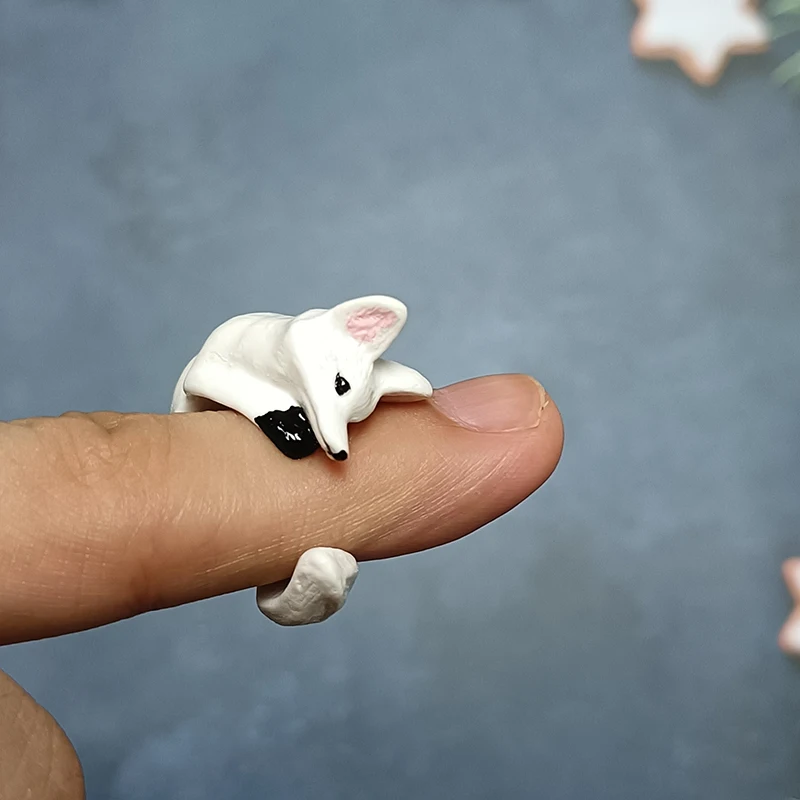 Fashion Cute White Orange Little Fox Ring for Women Girl\'s Cute Little Animals Ring Birthday Gifts Party Jewelry Accessories