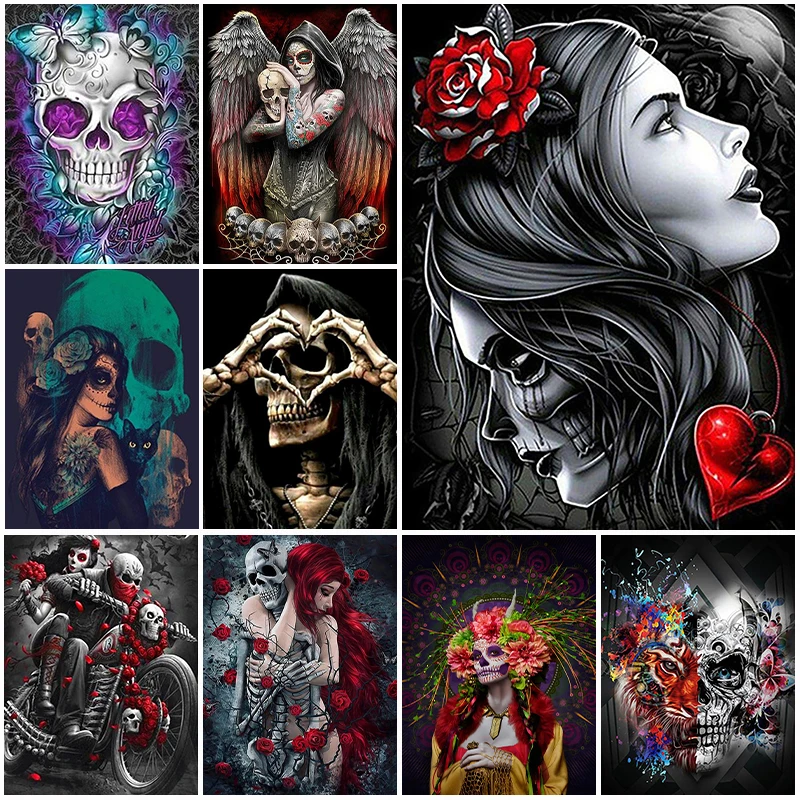 

Abstract 5D Full Diamond Painting Skull Cartoon Diamond Mosaic Full Diamond Embroidery Cross Stitch Kit Festival Home Decor