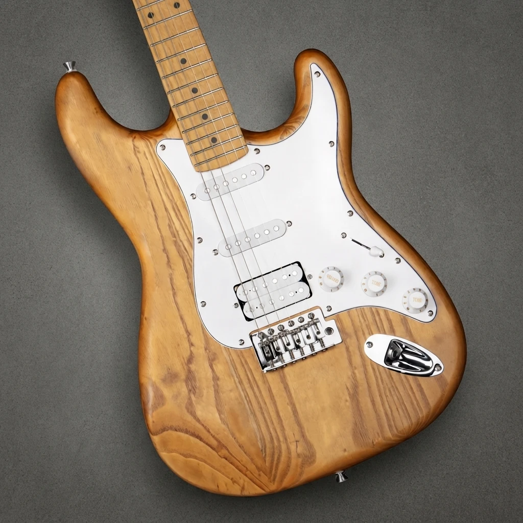 SSH Pickup Electric Guitar, Solid Body, Rock Metal Style, Chrome Hardware, Gloss Finish, 6 Strings for Entry Level Players