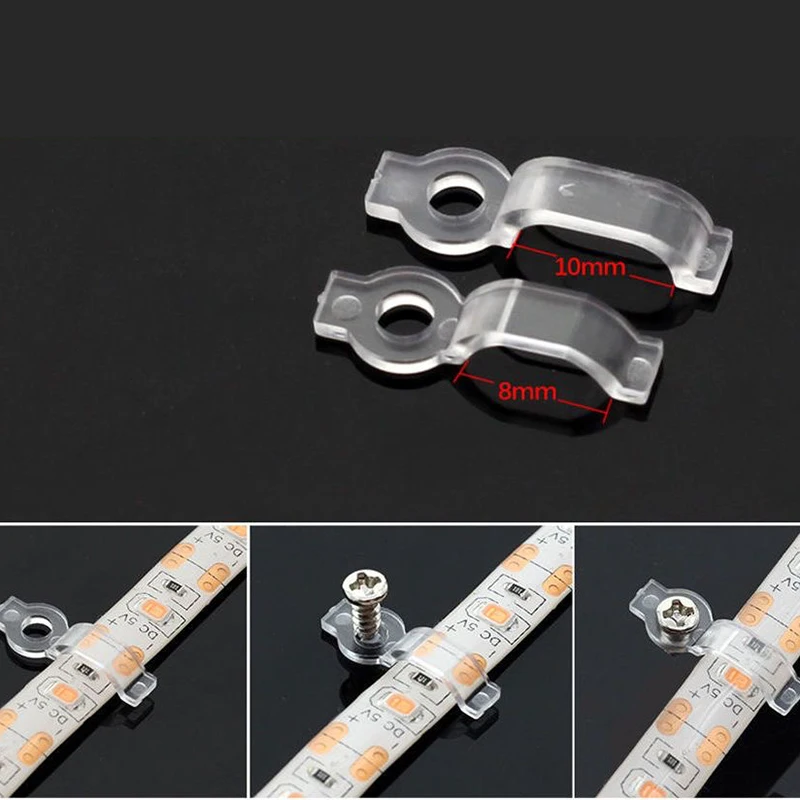 50/100 Pcs LED Strip lights Connectors with Screw LED Tape Cable Organizer Clip Cable Management,5/12V Led Wire Manager Holder