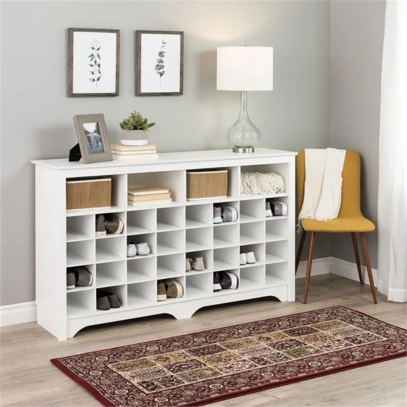 Console Table,Shoe Cabinet,Storage Cabinet with 32 Shoe Cubbies and 4 Large Storage Cubbies Suitable for Bedroom Entrance Doors