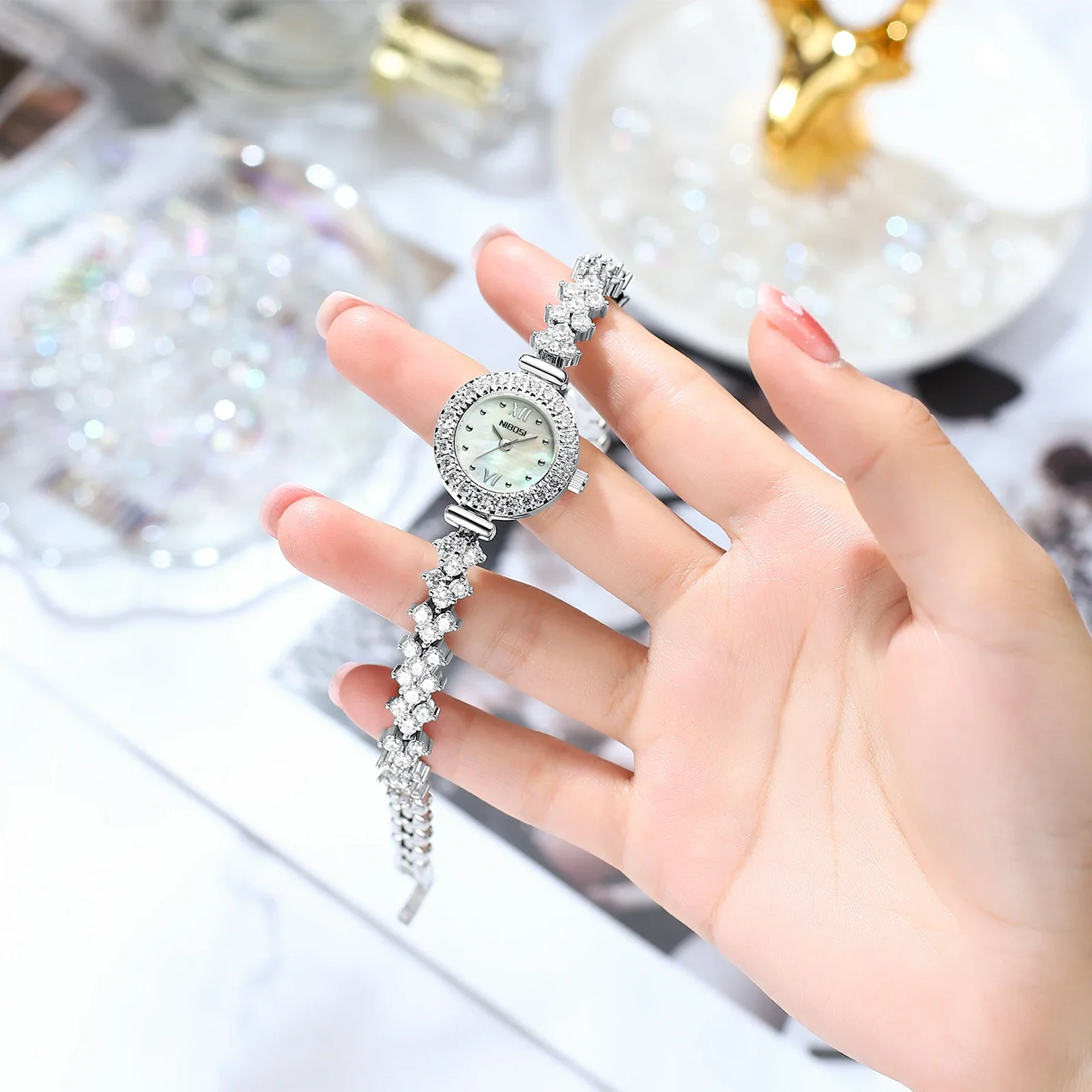 NIBOSI nuovi orologi di lusso di marca per donna orologio da polso in acciaio inossidabile con diamanti orologio da donna al quarzo impermeabile reloj mujer