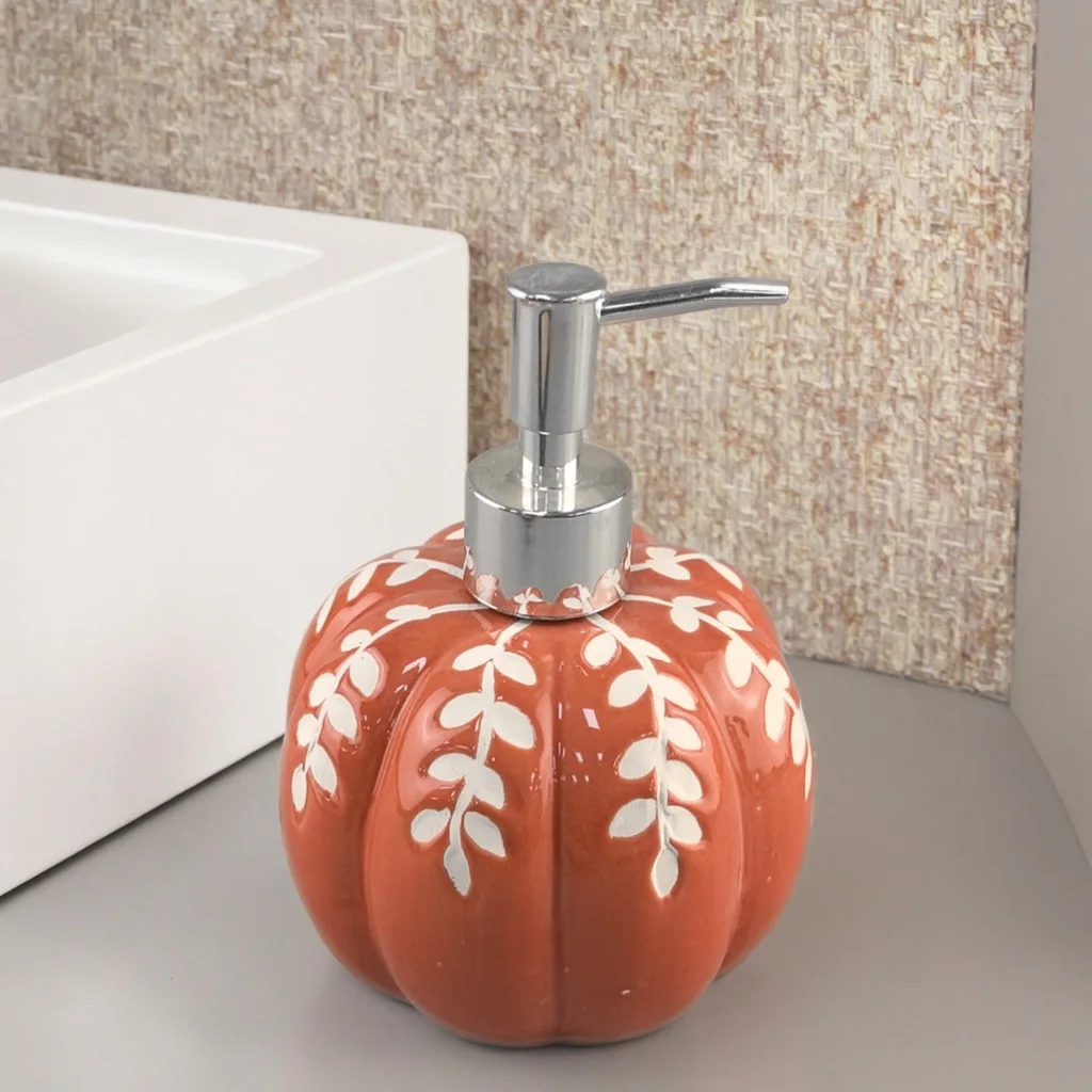 

460 мл креативная керамическая бутылка для лосьона в виде тыквы на Хэллоуин, керамическая бутылка для лосьона для отеля, ванной комнаты, отдельная бутылка, пресс-дозатор для мыла