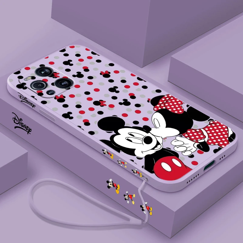 Loving Mickey and Minnie Phone Case For OPPO Find X2 X3 X5 Pro Lite Neo Reno 2 Z 5 6 7 8 10 Lite Pro Liquid Left Rope Shell Capa image 6