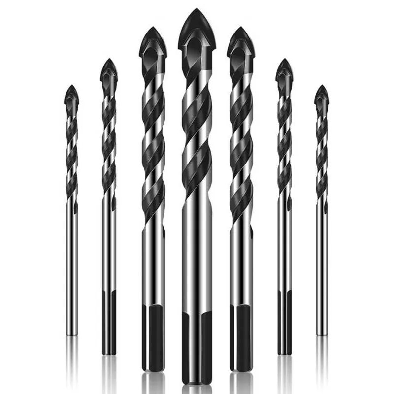 SANAI 10Pcs Mata Bor 3Mm-12Mm เหล็กเจาะซีเมนต์อิฐเจาะ Mesin Bubut CNC เจาะเครื่องมือเซรามิคเจาะกระเบื้อง