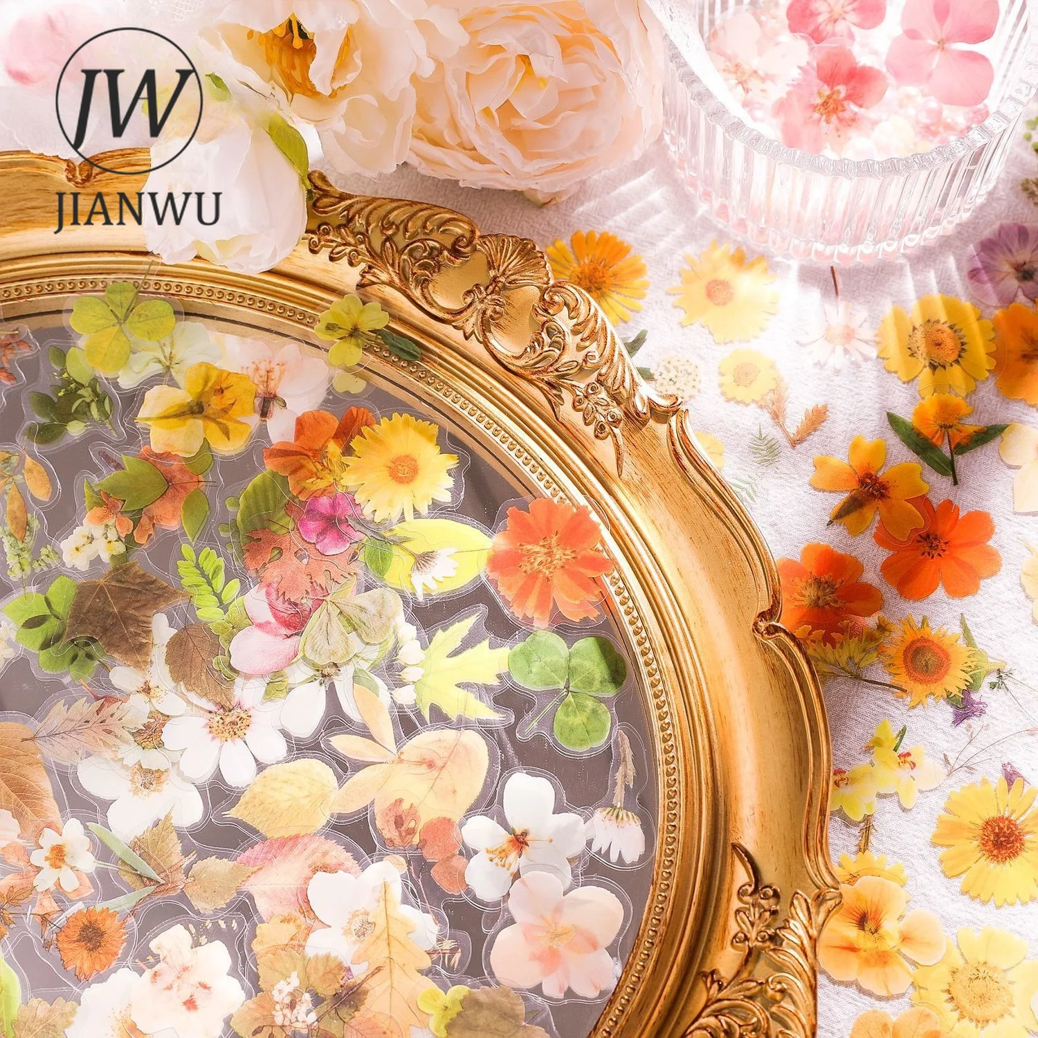 JIANWU Vintage Plant Flower Leaves Landscape Material Collage Scrapbooking PET Sticker Creative DIY Journal Stationery