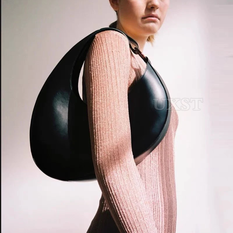 

UXST Texture Premium Niche Handbag 2024 New Irregular Oval Underarm Bag Fashion Crescent Shape Shoulder Bag Free Shipping