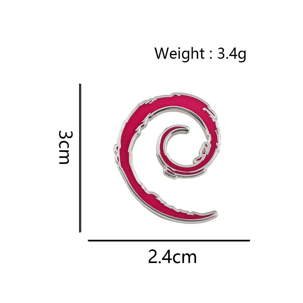 Debian Emaille-Pin Open-Source-Betriebssystem Logo Brosche Roter Wirbel Anstecknadel Revers-Pins Rucksack Programmierer Geek Fans Geschenk – Detail 2