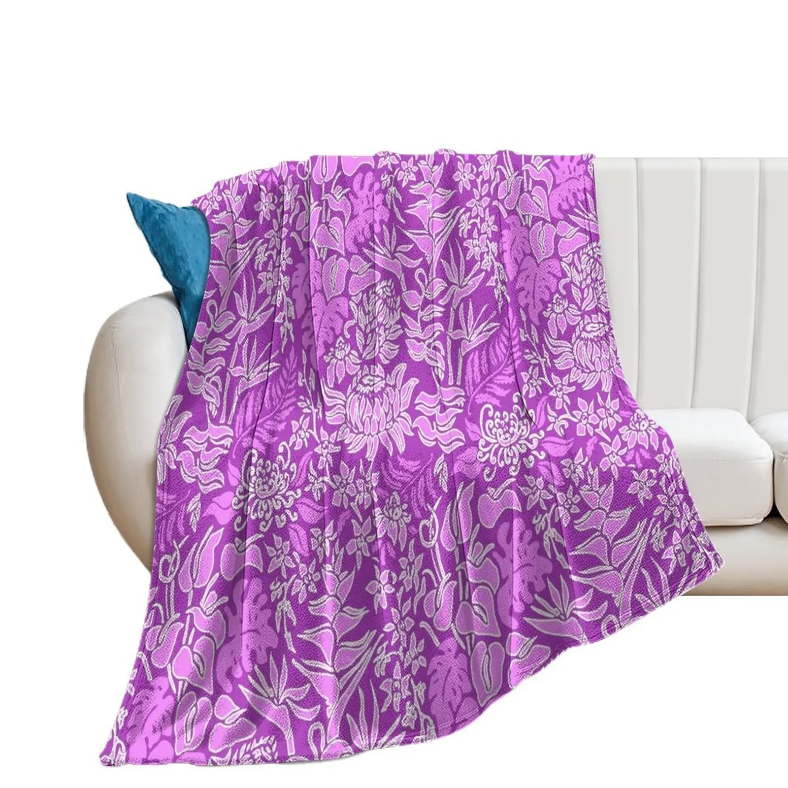 

Kauai Morning Hawaiian Protea Floral - Violet Throw Blanket for babies blankets and throws Blankets