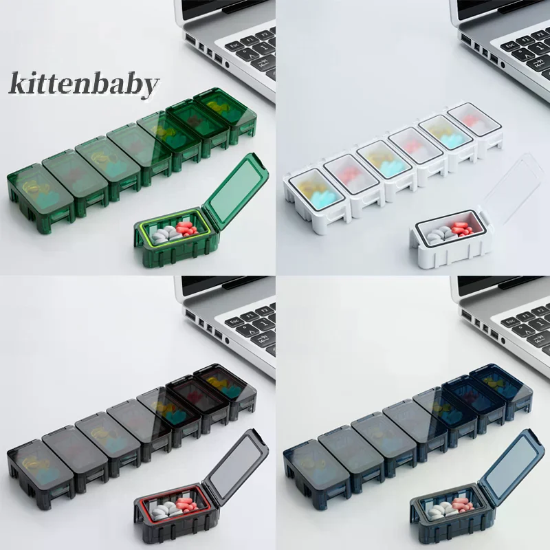 7 Days A Week 14 Compartments Pill Box Multifunctional  Removable Random Combination Sealed Pill Organizer