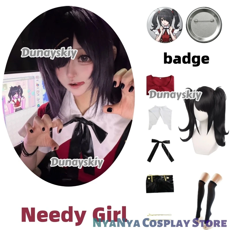 

Game Abyss KAngel Needy Girl Overdose Cosplay Costume Wig Shoes Anime JK Uniform Leather Skirt Set Ame Chan Cosplay Costume