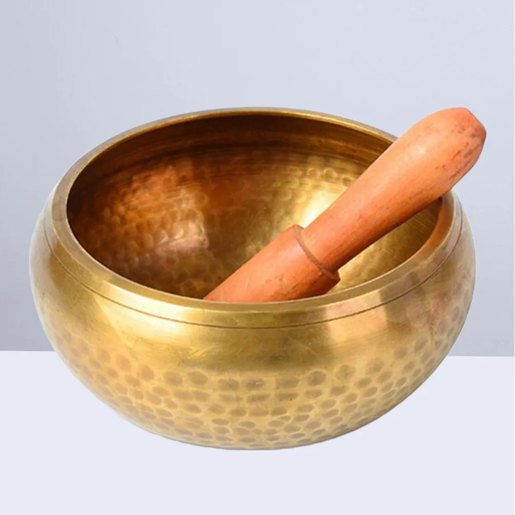 Tibetan Meditation Singing Bowl Nepal Craft Manual Tapping Metal 14.5x14.5x7.5cm for Yoga Relaxation Stress Relief