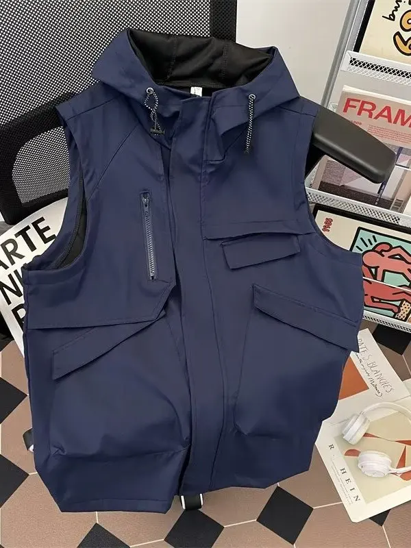 Chaleco de trabajo de Svel funcional americano para hombre, sistema de montaña al aire libre de gama alta, sombrero Jaet, abrigo con capucha Haome de marca de moda