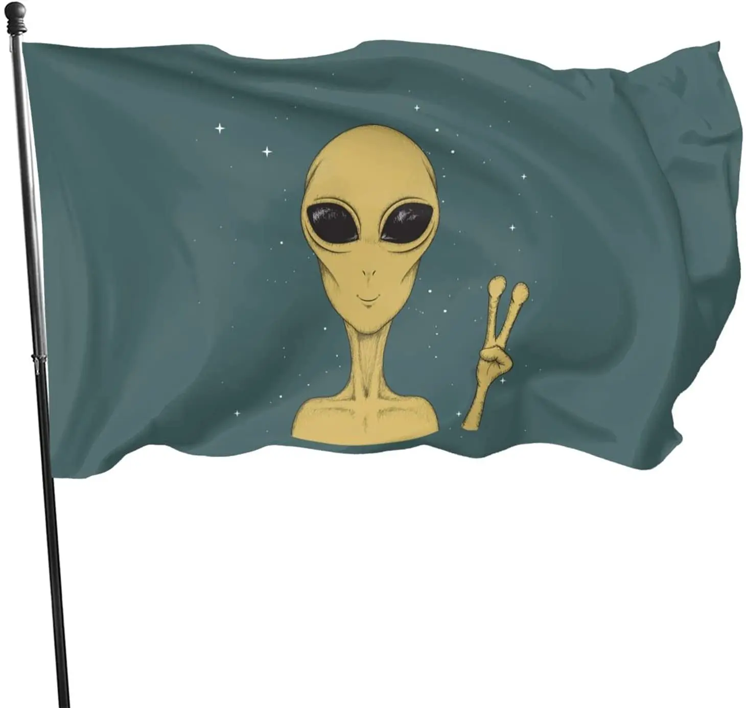 Martian Alien Peace Sign Retro Garden Flag Welcome Home House Flags Double Sided Yard Banner Outdoor Decor