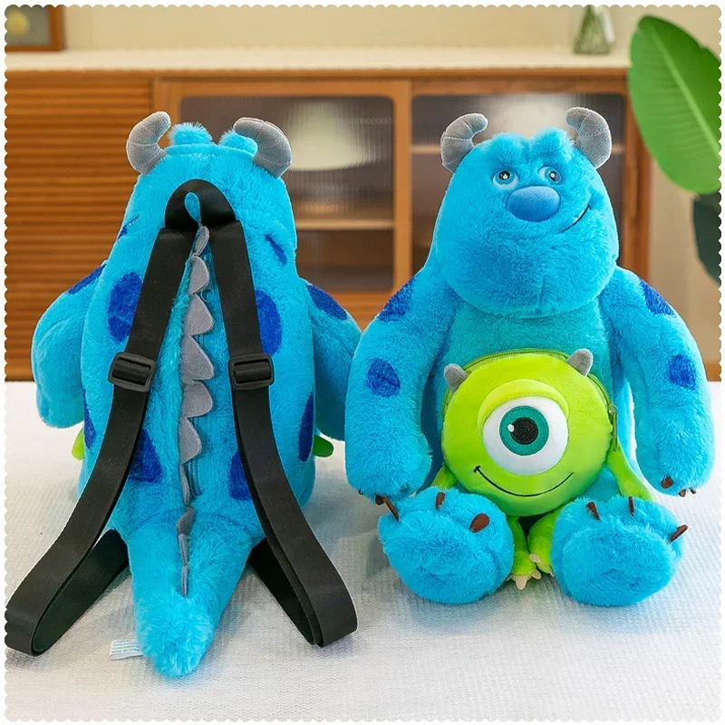 Disney Monsters Inc Plush Backpacks Anime Figure James P. Sullivan Mike Wazowski Cosplay Plush Toy Throw Pillow Backpack Gifts