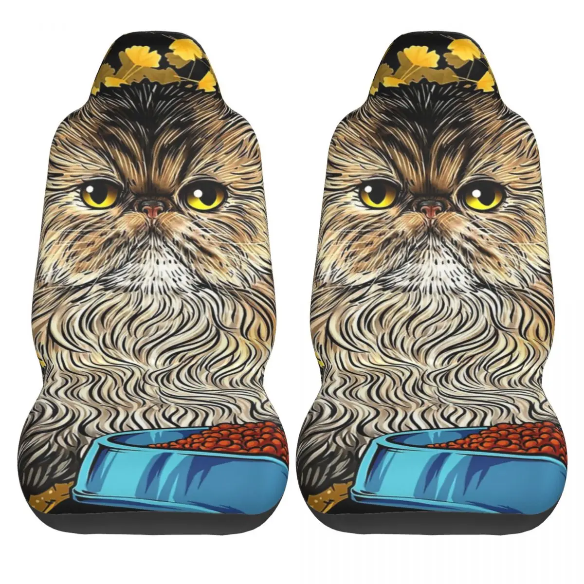 Funny Persian Cat Pet Kitten Animal Car Seat Cover Custom Printing Universal Front Protector Accessories Cushion Set