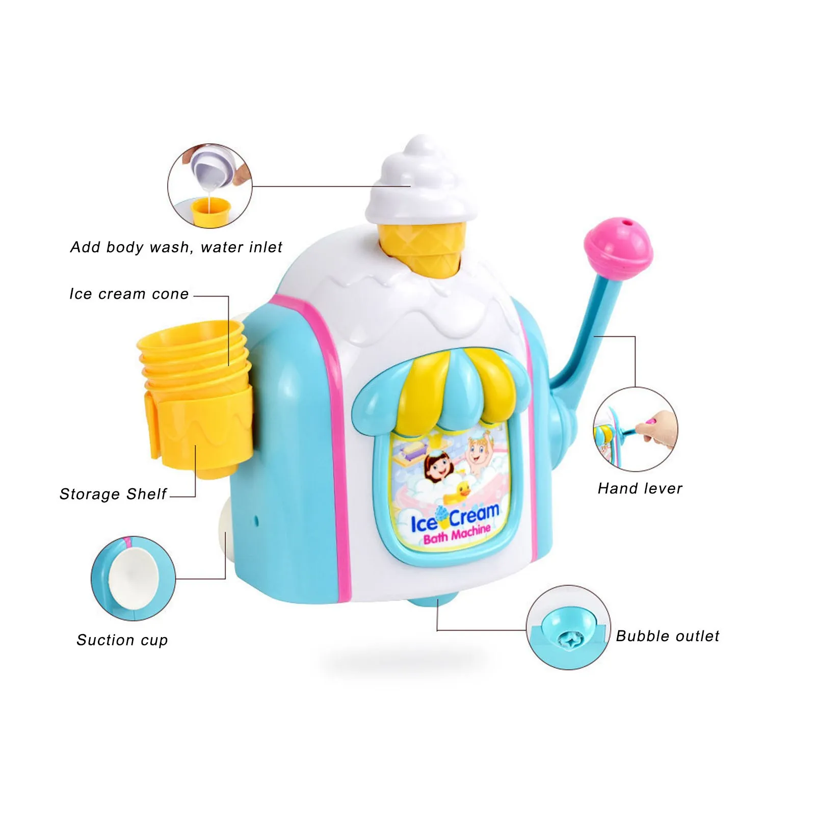 Machine à crème glacée à bulles de bain, offre de liquidation, mousse, jouet de simulation de crème glacée, jouet de jeu d'eau pour salle de bain pour enfants