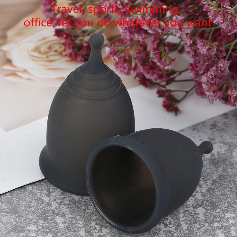 Reusable Silicone Cup Menstrual Medical Lady Cup Collector Menstrual Black Color Menstrual Cup For Women Feminine Hygiene