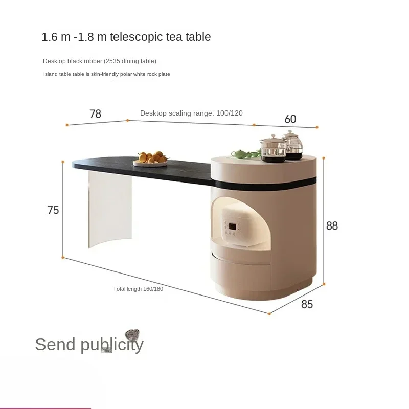 

Suspension Feeling Kitchen Island Dining Table Integrated Retractable Light Luxury Modern Multi-Functional Stone Plate Tea Table