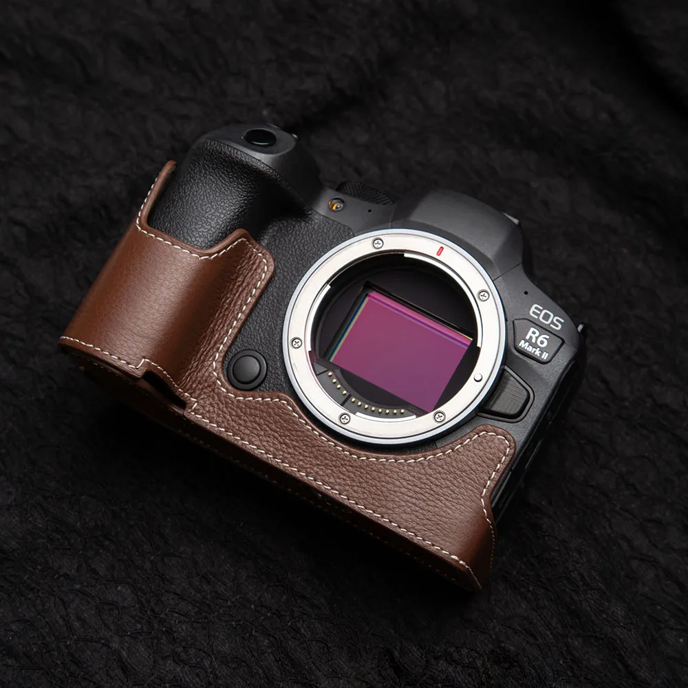 R6II Vintage Genuine Leather Camera Case R62 Half-Wrap Leather Camera Protector for Canon EOS R6 Mark II R6II Case