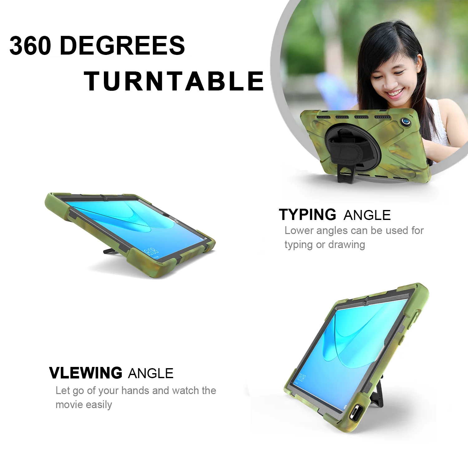 

Прочный чехол для Huawei MatePad Pro 10.8 10.4, MediaPad M6, M5, 10 Pro 10.8 с вращающейся на 360 градусов подставкой, усиленный, с плечевым ремнем