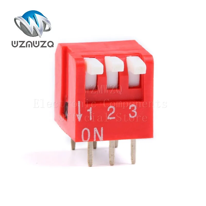 10PCS/Lot 2.54mm Dial switch Slide Type DIP Switch Module 1/2/3/4/5/6/8/10Pin Bit Piano type Side switch Red Toggle Switch