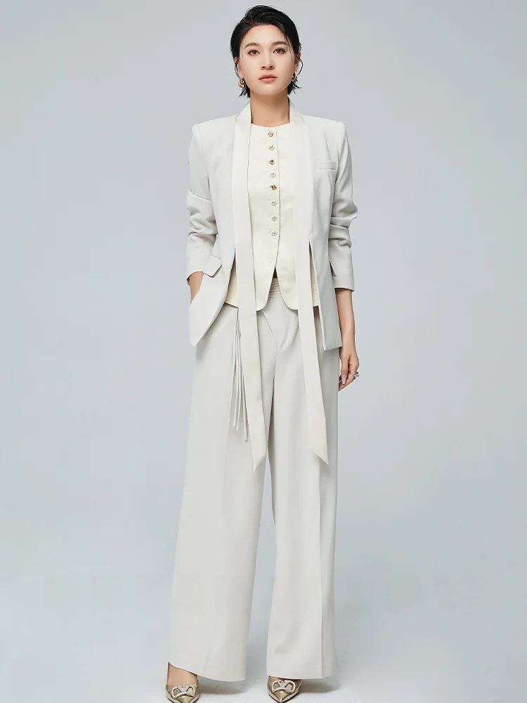 

Jiang Feifei 2026 New Retro National Trend Suit Jaet Women's High-End Feeling Profional Formal Wear Set
