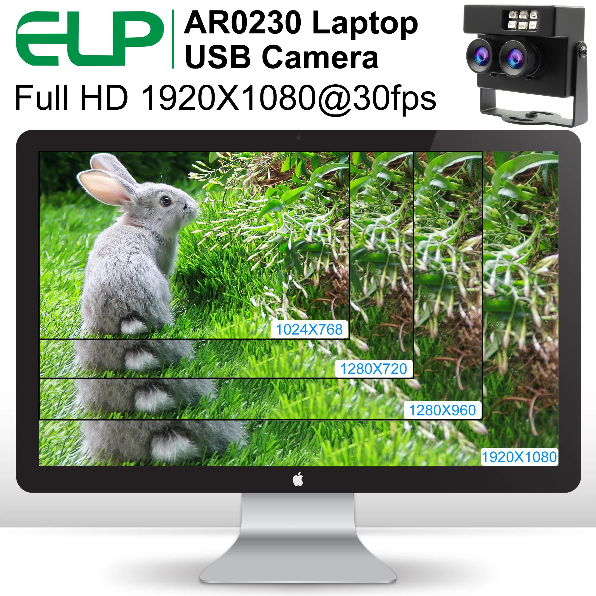 

ELP 1080P WDR USB-камера 1080P 30 кадров в секунду 3D Стерео веб-камера Камера видимого света и ИК-камера Передача с двумя USB-кабелями