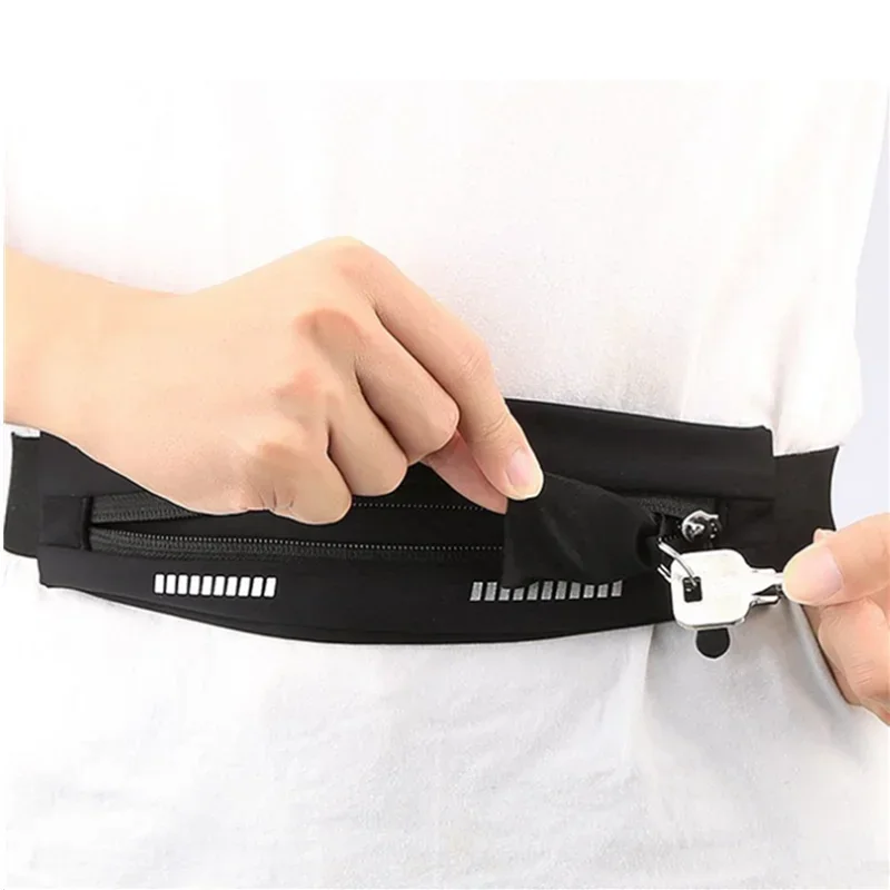 Bolsa de cinto de corrida à prova d'água, pochete sem salto com faixa reflexiva, cabe em telefone de 7,5 polegadas