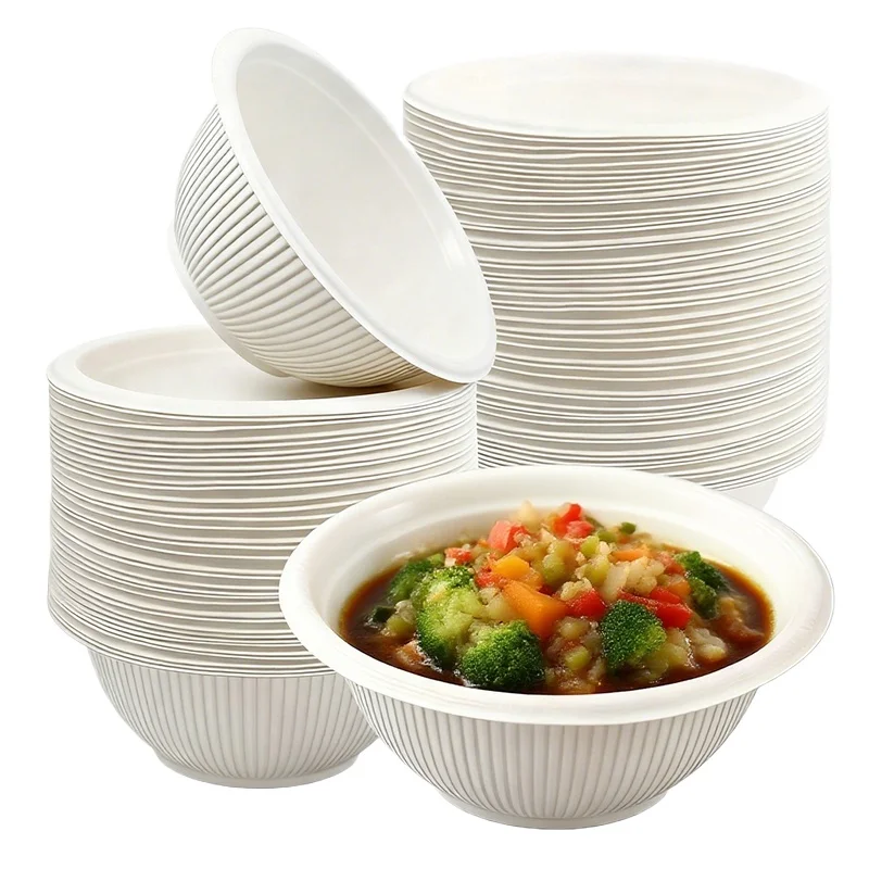 10/20/50 Uds. Cuencos de plástico blancos de 650ML, cuencos de plástico desechables a rayas, fiestas de cumpleaños, Navidad, reuniones para el Día de los niños
