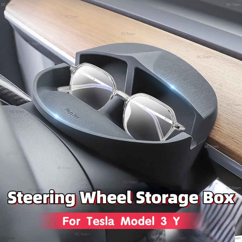 

Steering Wheel Storage Box for Tesla Model 3 Y Central Control Dashboard Silicone Phone Holder Glasses Storage Car Accessories