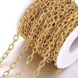 1meter Width 5 Stainless Steel Plated Gold Oval Cross Chain Embossed Roll Cuban Chains for DIY Necklace Jewelry Making Supplies