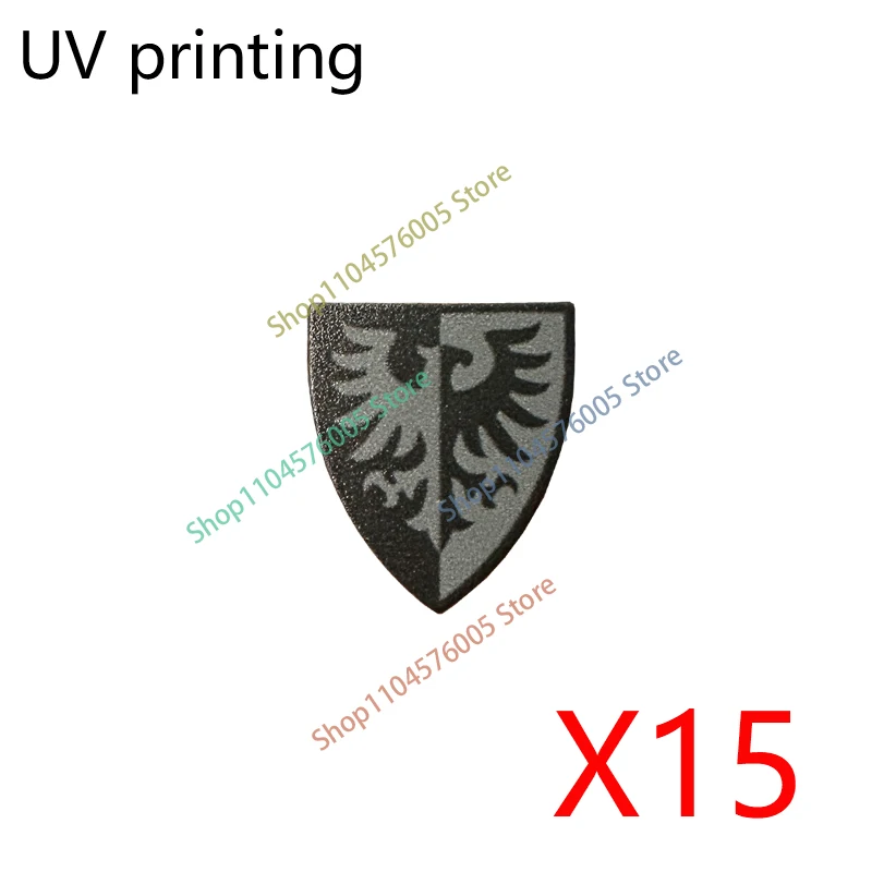 MOC Mittelalterliches Zubehör Bausteine Löwe Schwarzer Adler Dämon Drache Königreich Tempelritter Figuren Flagge Schild Spielzeug Geschenke T31
