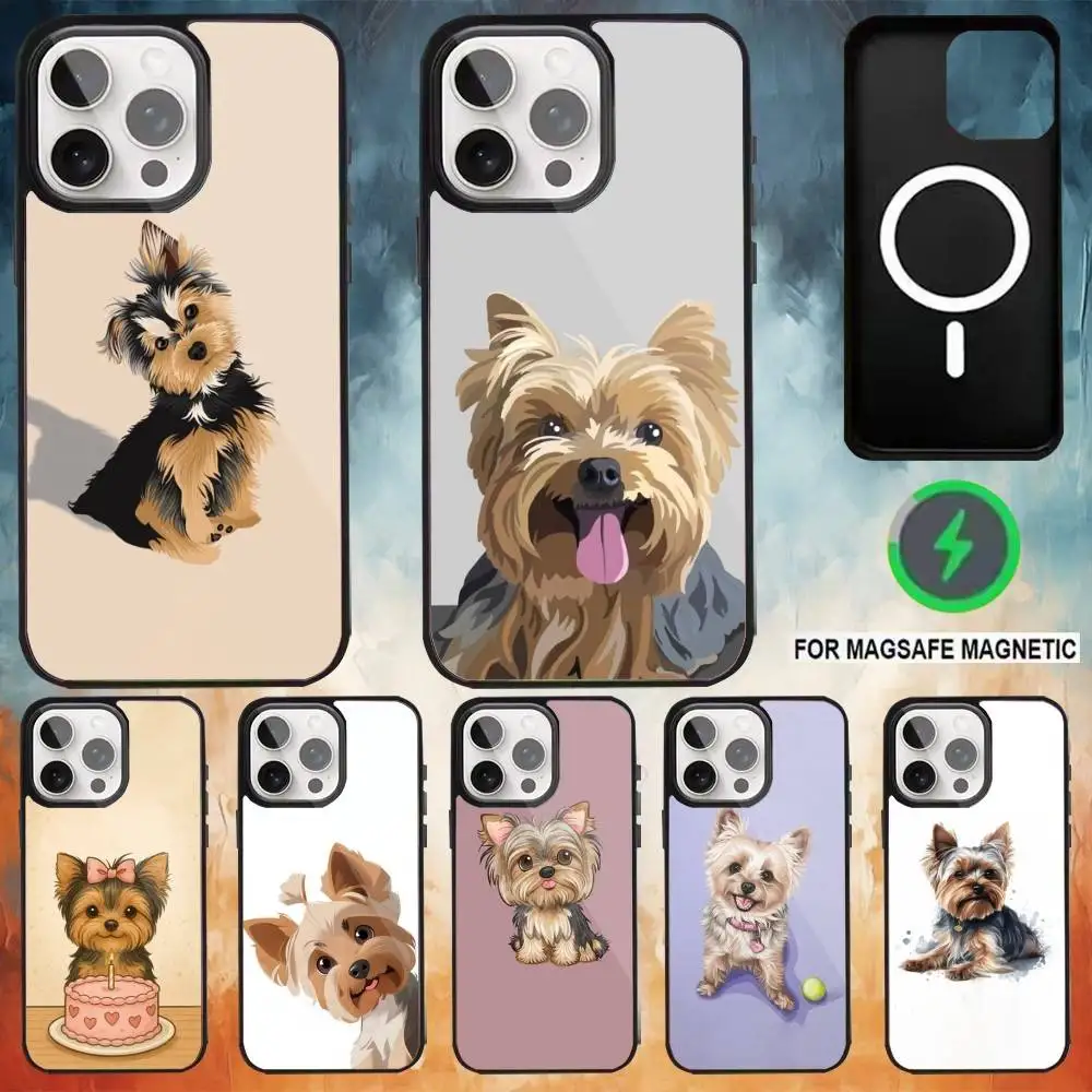 

Cute Dog Yorkshire Terrier Phone Case For iPhone17,16,15,14,13,12,11 Plus,Pro Max Magnetic Magsafe Wireless Charging