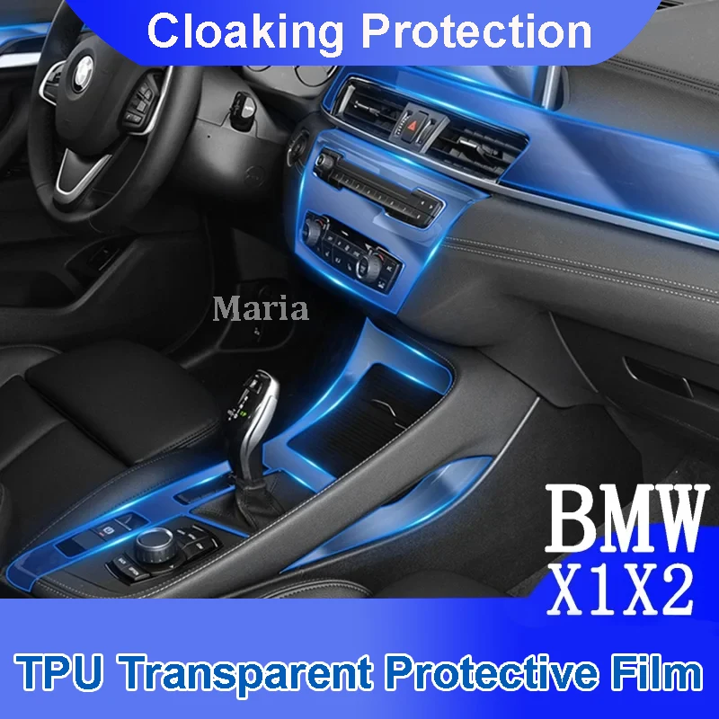 

For BMW F39 F48 X1X2 2016-2020Car Interior Center Console Transparent TPU Protective Car Sticker Anti-scratch Repair Film Refit