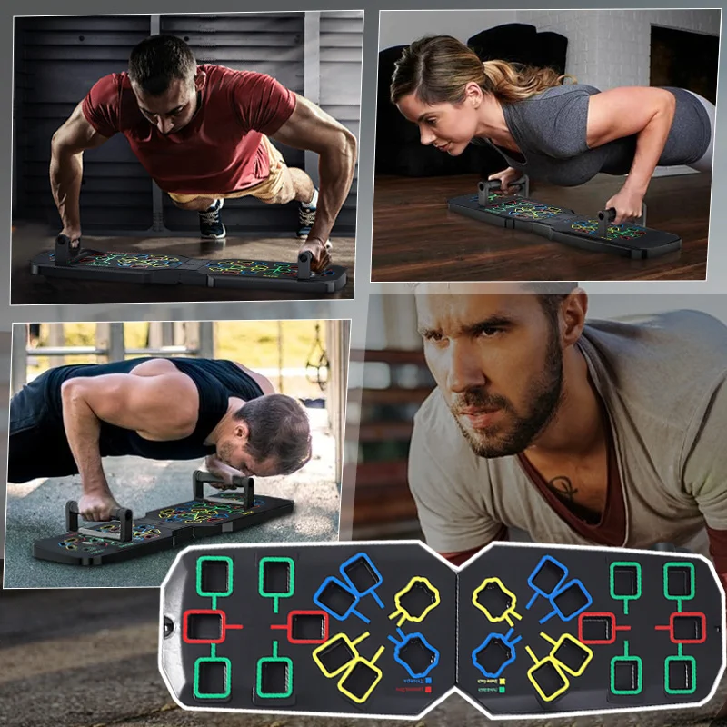 Tragbares multifunktionales Push-up-Board-Set mit Griffen, faltbare Fitnessgeräte für Brust, Bauch, Arme und Rückentraining – Detail 6