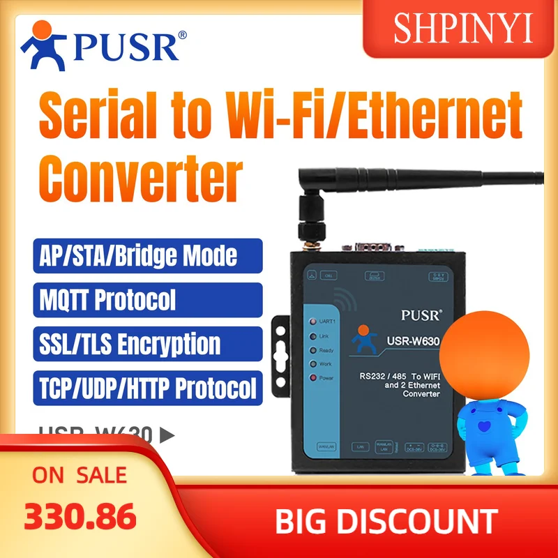 USR-W630 Convertidor WiFi a serie de 2 puertos Modbus Gateway RS232 RS485 a convertidor ethernet wifi