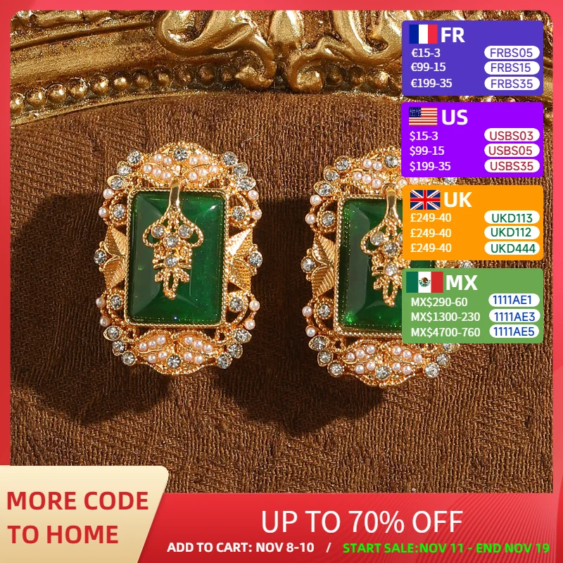 

Vintage Green Earrings Natural Stone Palace Pearl Wedding Accessories Antique Gold Color Luxury Designer Jewelry 2025 Christmas