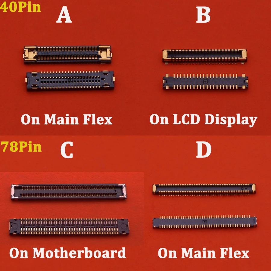 LCD FPC موصل لسامسونج ملاحظة ، شاشة العرض ، التوصيل على اللوحة الأم ، 10 لايت ، N770F ، DS ، A31 ، A315 ، A315F ، A41 ، A415 ، 40Pin ، 78pin ، 5 قطعة