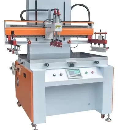 Płaska, półautomatyczna jednokolorowa maszyna do sitodruku, drukarka do plastikowych kubków i papierowych torebek, sprzęt.