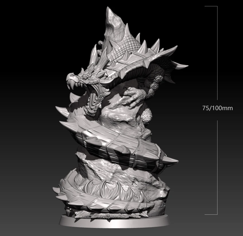 75mm Resin Model Kits Dragon Figurine Sculpture Unpainted No Color DW-087
