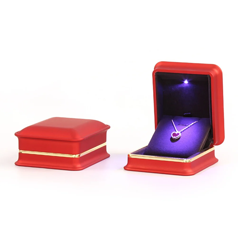 

Светодиодная красная шкатулка для драгоценностей, нежный футляр для хранения серег и ожерелья, свадебный подарок, органайзер для ювелирных изделий, футляр для хранения