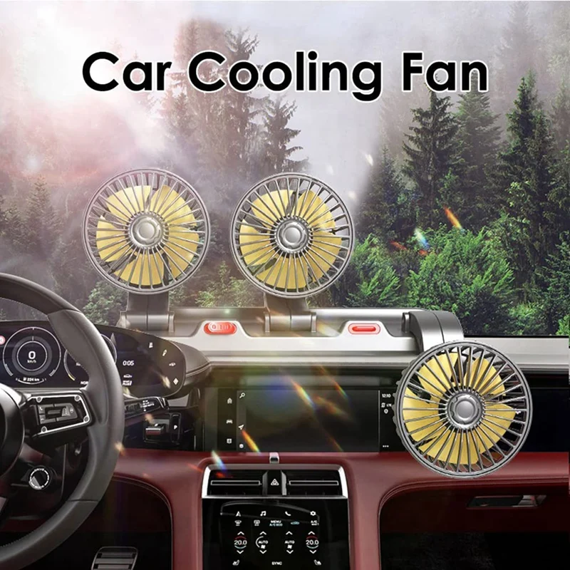 Fan For Car Three-Head Fan For Suvs USB Cooling Air Small Personal Fan 2 Speeds Electric Fan For Truck Vehicle