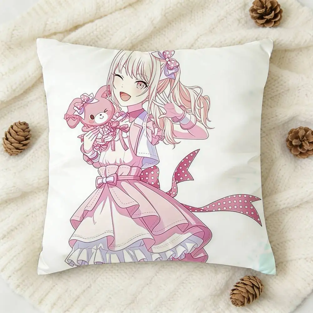 1pc Anime Mizuki Akiyama Cartoon Style Double-sided Printed Square Decorative Cushion Cover for Sofa Living Room Home Decor
