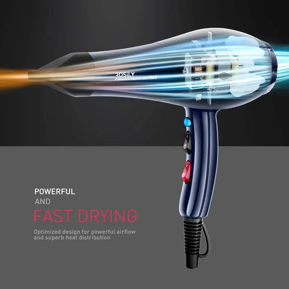 2200W Ionic Ceramic Hair Dryer | Fast Drying Salon Quality Blow Dryer with Nozzle Attachments for Smooth Shine and