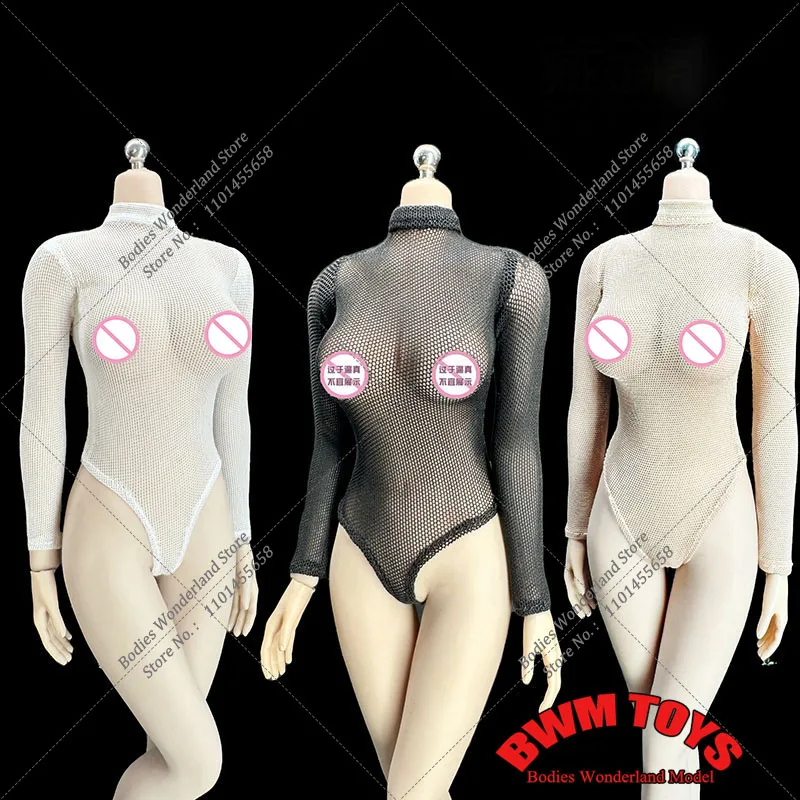 

CJG-064 3 цвета, масштаб 1/6, женский эластичный сетчатый купальник, боди с длинными рукавами и открытой спиной, цельная одежда, подходит для фигурки 12 дюймов