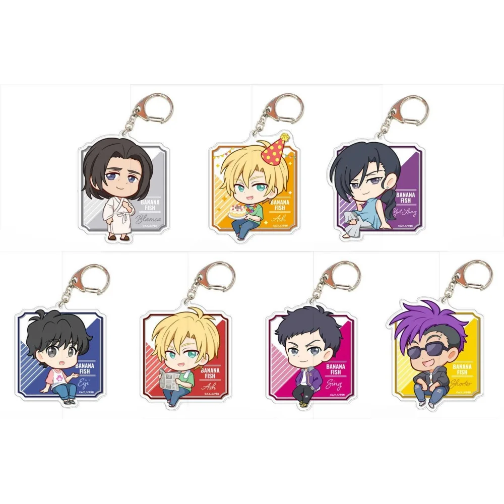 Anime Store Charm BANANA FISH Eiji Okumura Sing Soo-Ling Lee Yut-Lung Acrylic HD Characters Keychain Pendant Ornament About 6cm