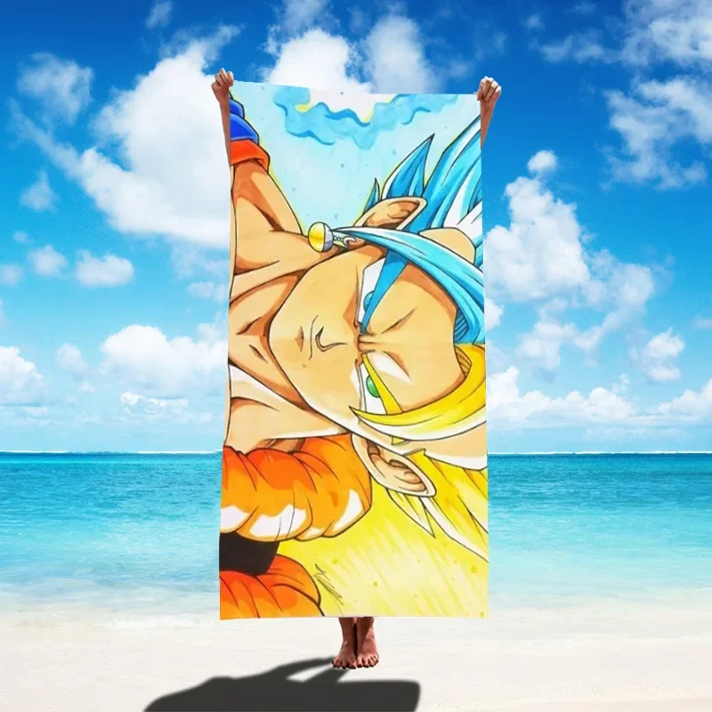 ผ้าเช็ดตัวชายหาด goku ขนาด75*150ซม. ผ้าเช็ดตัวลายการ์ตูน, ผ้าเช็ดตัวสำหรับเช็ดหน้าห้องน้ำของขวัญสำหรับทุกเพศ