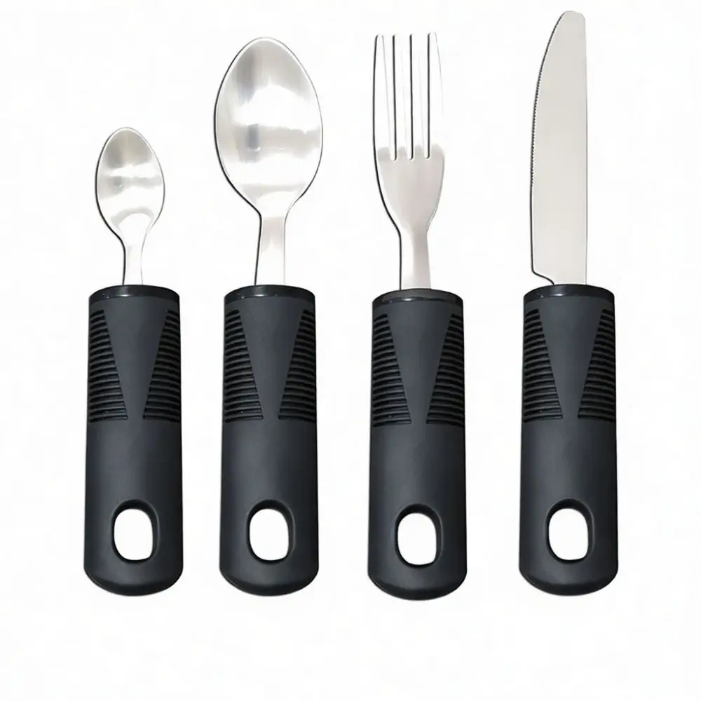 Adaptive Eating Aids Silverware Set Ergonomic Design Anti Shake Stainless Steel Cutlery For Handicapped Seniors